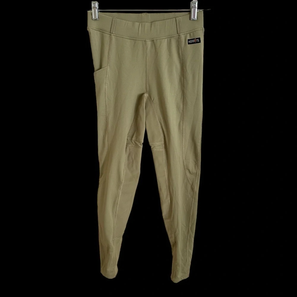 Kerrits women’s Medium Green Stretch Pull On Riding Pants Breeches Side pockets